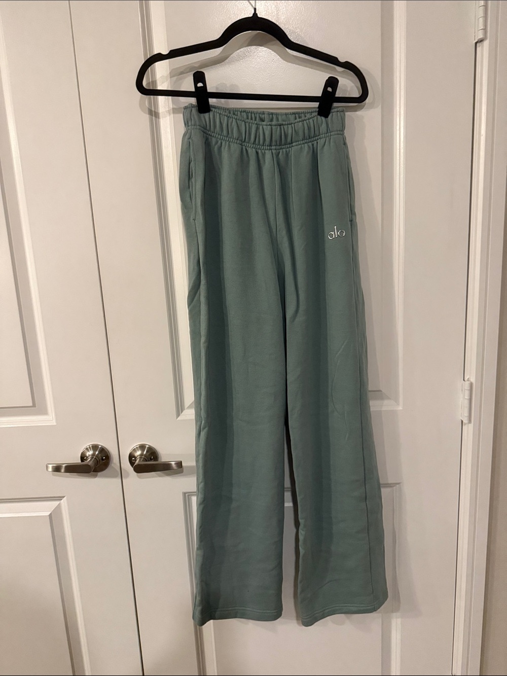 ALO Yoga Sage Green Wide-Leg Track Pants